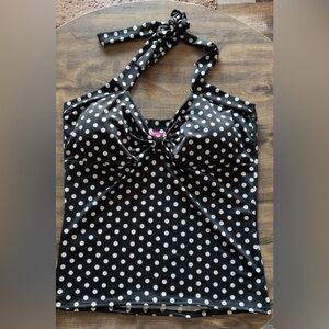Demi Loon Polka Dot Halter Top - Black and White Sz XL NWOT